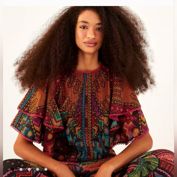 FARM RIO Yawanawa Stripes Blouse XS Euc - Picture 3 of 10